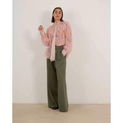 Forte Forte Doorschijnende Roze Blouse Bloemen Print En Strikdetail