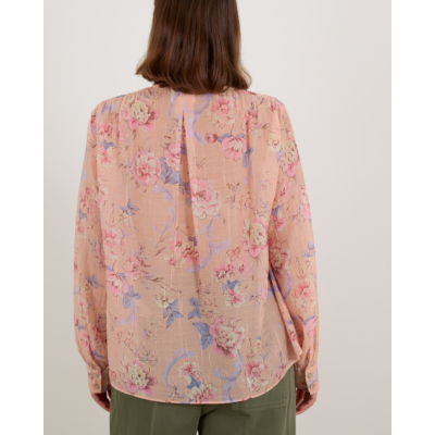 Forte Forte Doorschijnende Roze Blouse Bloemen Print En Strikdetail