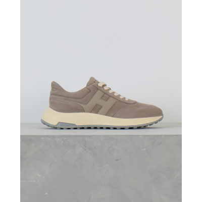Hogan Hyperlight Suede Sneaker met Hoge Zool Taupe