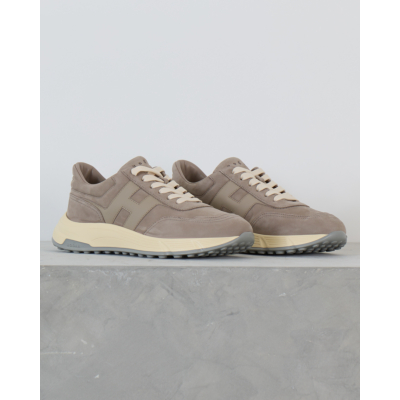 Hogan Hyperlight Suede Sneaker met Hoge Zool Taupe
