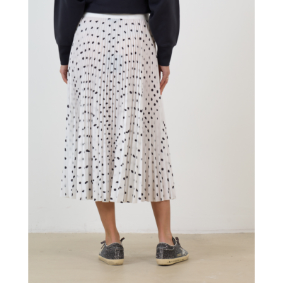Tibi Scribble Polkadot Midi Pleated Skirt Wit