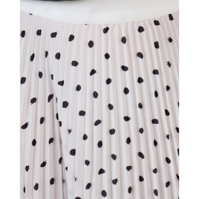 Tibi Scribble Polkadot Midi Pleated Skirt Wit