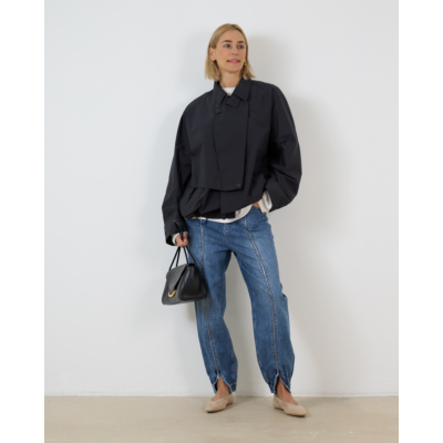 Tibi Denim Jogger met Rits Details Blauw