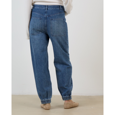 Tibi Denim Jogger met Rits Details Blauw