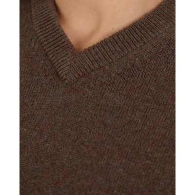 6397 Cashmere Sweater Kortemouw En V-hals Mud
