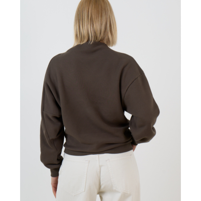 6397 Draped Sweatshirt met Asymmetische Neklijn Bruin