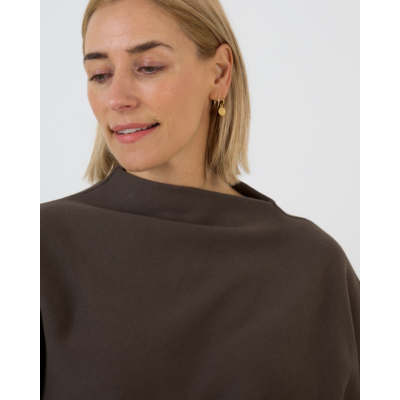 6397 Draped Sweatshirt met Asymmetische Neklijn Bruin