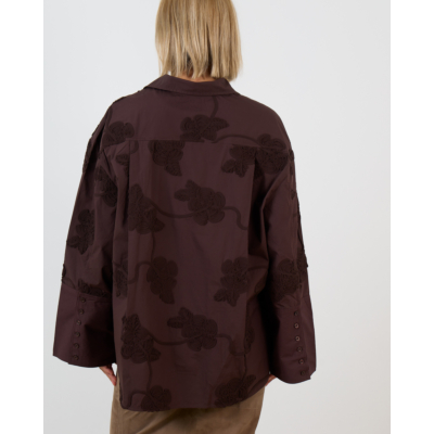 Rotate Oversized Blouse met Bloemenpatroon Donker Bruin