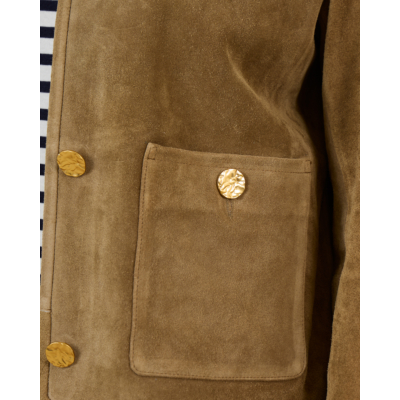 Arma Sogno Kort Suede Jack met Gouden Knopen Licht Bruin