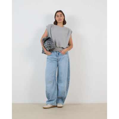 Lois Aliana Wijde Balloon Jeans met Verfspetter Licht Blauw L32