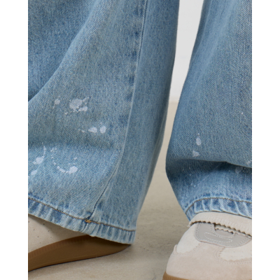 Lois Aliana Wijde Balloon Jeans met Verfspetter Licht Blauw L32