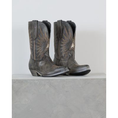 Golden Goose Leren Low Wish Star Laars met Zilveren Ster Zwart