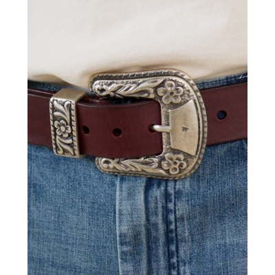 Golden Goose Leren Riem met Zilveren Gesp Bordo