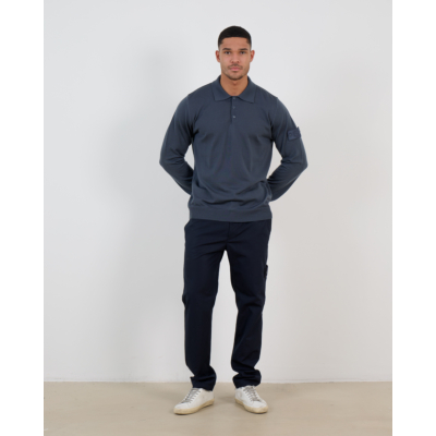Stone Island Ghost Polo Pullover Lange Mouw Slate Blue