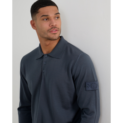 Stone Island Ghost Polo Pullover Lange Mouw Slate Blue