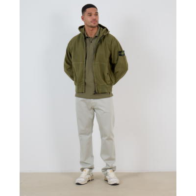 Stone Island Oversized Jack met Rits en Capuchon Militair Groen