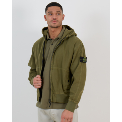Stone Island Oversized Jack met Rits en Capuchon Militair Groen