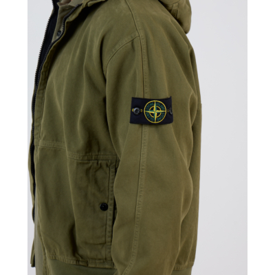 Stone Island Oversized Jack met Rits en Capuchon Militair Groen