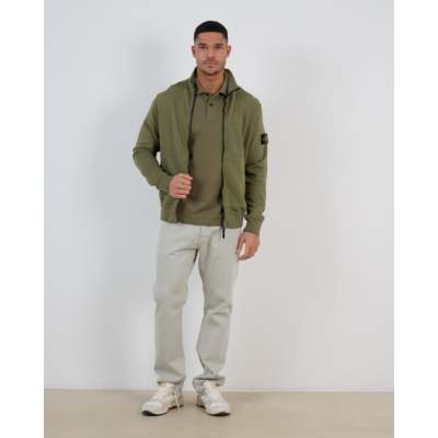 Stone Island Track Jacket Cotton Fleece Military Green