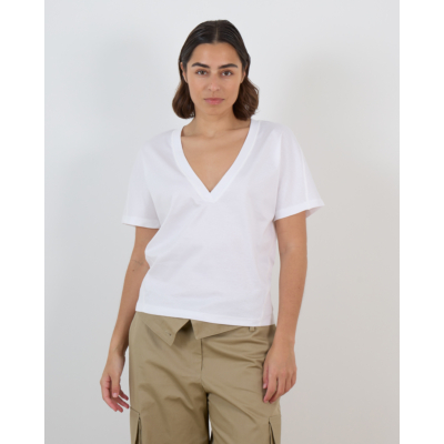 Iro Celiane Getailleerd V-hals T-shirt  Wit
