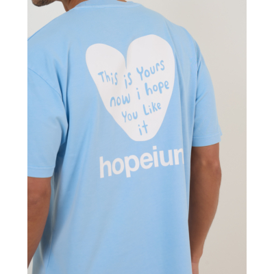 Hopeium T-shirt met Backprint Blauw