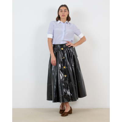 Francoise Brooklyn Blouse Korte Mouw Gestreept Blauw