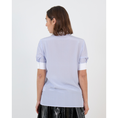 Francoise Brooklyn Blouse Korte Mouw Gestreept Blauw