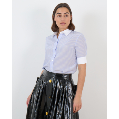 Francoise Brooklyn Blouse Korte Mouw Gestreept Blauw
