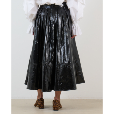 Francoise Joe Midi Rok Gecoat Matriaal Zwart