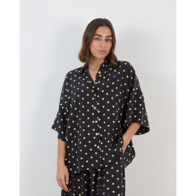 Francoise Zaoua Blouse Lange Mouw Zwart Stippen