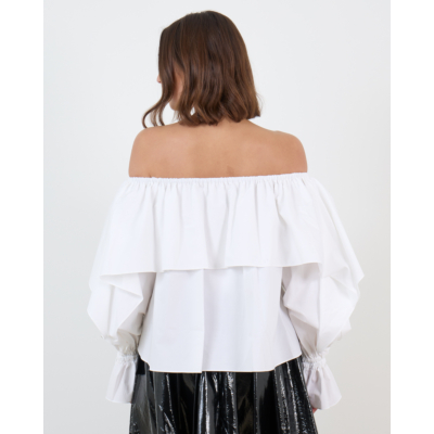 Francoise Sadie Off Shoulder Blouse Lange Mouw Wit