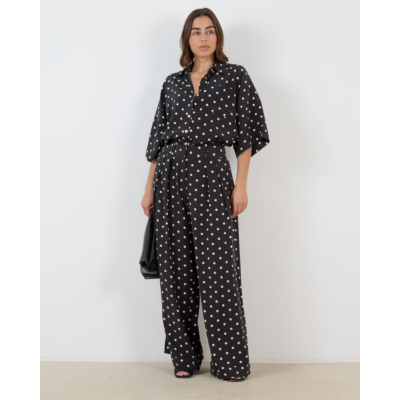 Francoise Mila Pantalon Zwart Stippen