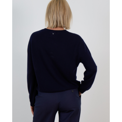 People's Republic of Cashmere Kasjmier Oversized Roundneck Pullover Trui Navy