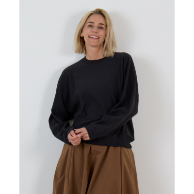 Tibi Light Weight Crewneck Sweatshirt Zwart