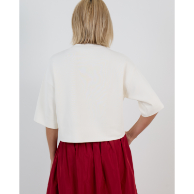Natan Nouky Persy Korte Mouw Pullover met Ronde Hals Off-White