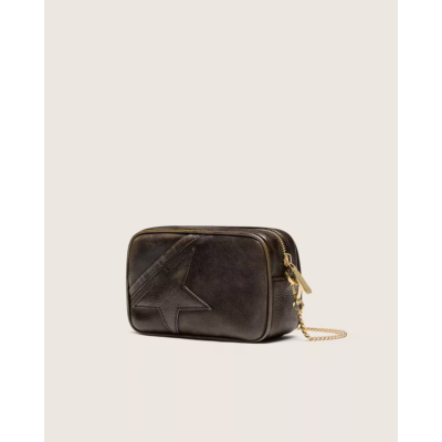 Golden Goose Mini Star Bag Distressed dark-brown leather Star