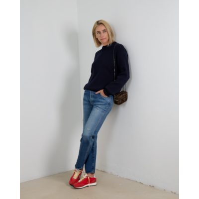 Moussy Nathan Distressed Straight Leg Jeans Blauw