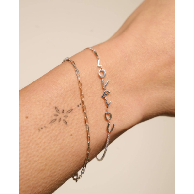 Anna + Nina I Love You Bracelet Silver
