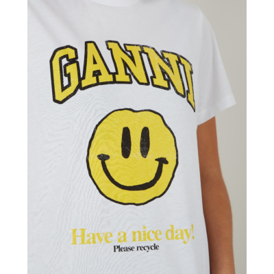 Ganni Jersey t-shirt smiley yellow