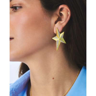 Anna + Nina Single Interstellar Stud Gold Plated
