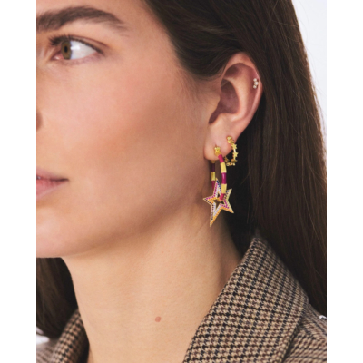 Anna + Nina Single Stars Align Hoop Earring Gold Plated