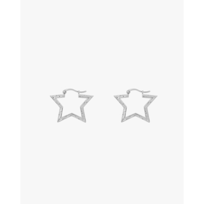 Anna + Nina Small Funky Star Hoop Earrings Silver