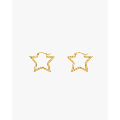 Anna + Nina Small Funky Star Hoop Earrings Gold Plated