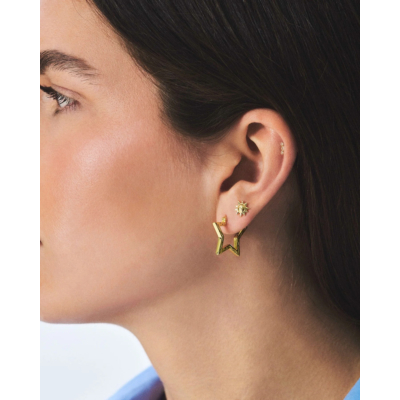 Anna + Nina Small Funky Star Hoop Earrings Gold Plated