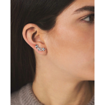 Anna + Nina Single Stars Aligned Stud Silver