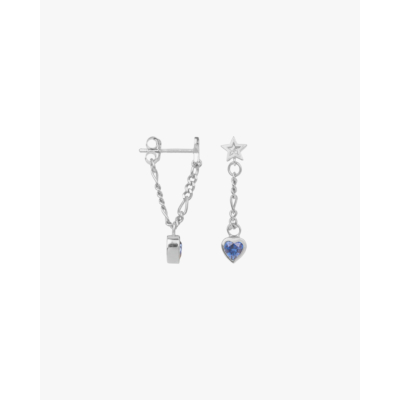 Anna + Nina Single Platonic Love Chain Stud Silver