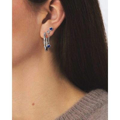 Anna + Nina Single Platonic Love Chain Stud Silver