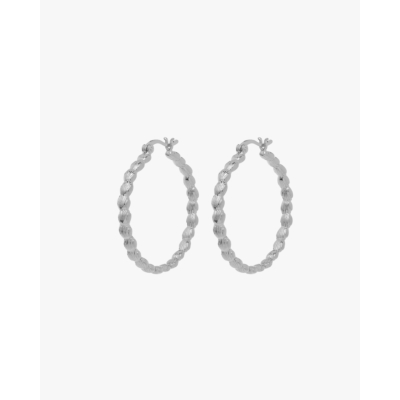 Anna + Nina Large Madeleine Hoop Earrings Silver