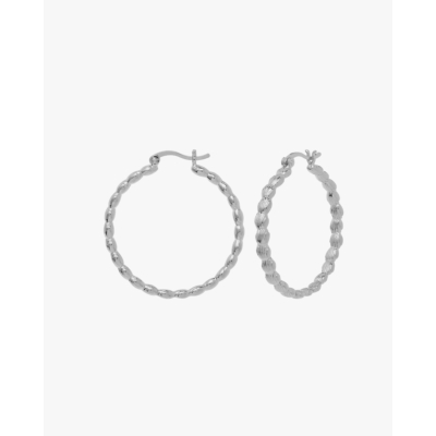 Anna + Nina Large Madeleine Hoop Earrings Silver