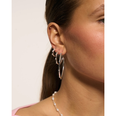 Anna + Nina Medium Lumière Hoop Earrings Silver